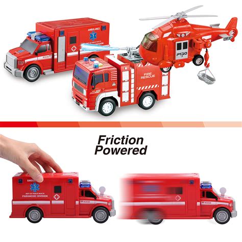 Buy Joyin 3 In 1 Friction Powered City Fire Rescue Vehicle Truck Car