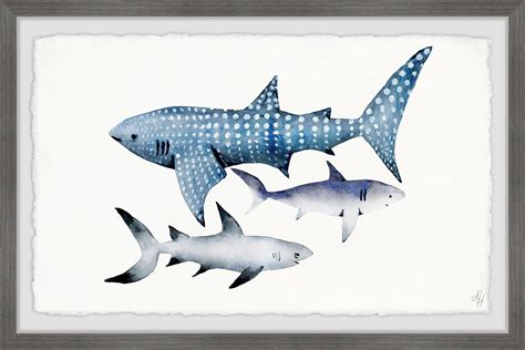 Marmont Hill Dotted Shark Framed Wall Art 24 X 15