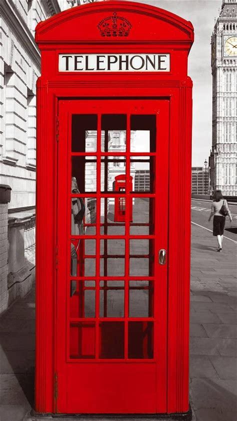 England City Street Red Telephone Booth Iphone 8 Wallpapers Free Download