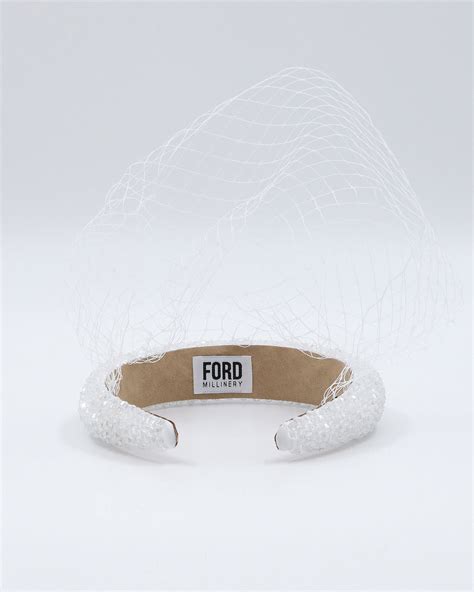 Spritz White Padded Headband With Net By Australian Label Ford Millinery