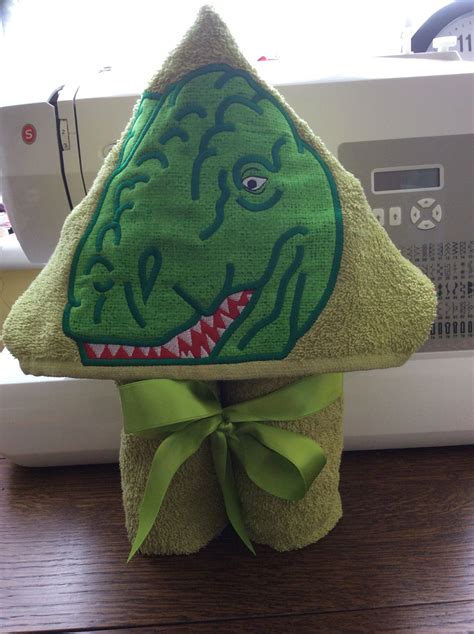 Home > blog > kitchen & bath > how many towels do i need? Dinosaur hooded towel using machine embroidery appliqué ...