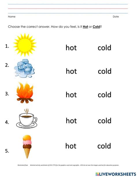 Hot And Cold Online Worksheet For Preschool Live Worksheets
