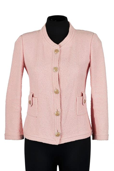 Chanel Pink Tweed Jacket With Pearl Buttons Clothing Womens
