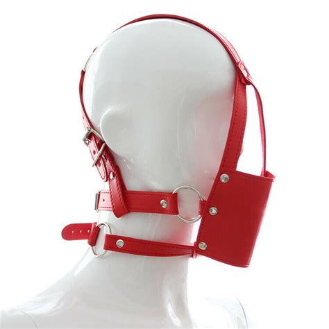 Faux Leather Head Harness Panel Ball Bondage Open Mouth Gag Restraint Mask Bdsm Ebay