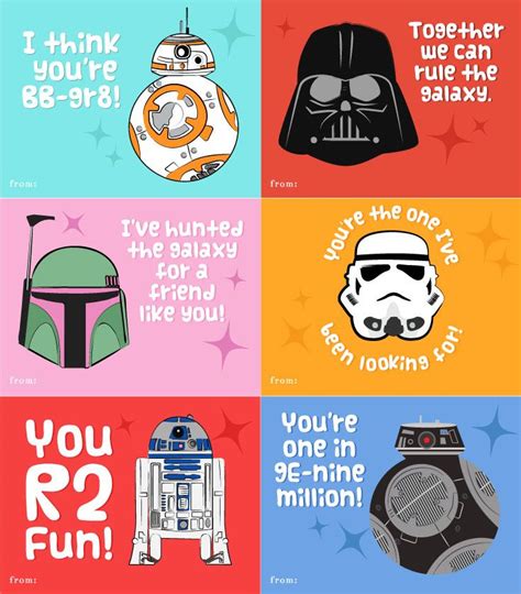 Free Printable Star Wars Valentines For Kids Star Wars Valentines
