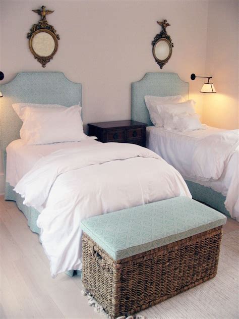 The loft bed with twin and full beds provides six large drawers of storage and a bookshelf for the optimal use of space in your child's room. Wicker Trunk at End of Bed - Cottage - Bedroom