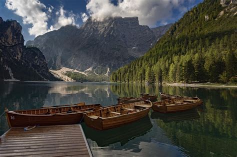 Mountains The Dolomites Italy Lake Braies Pragser Wildsee 1080p