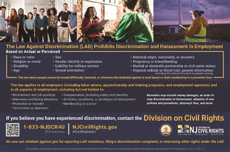 free new jersey discrimination in employment labor law poster 2024