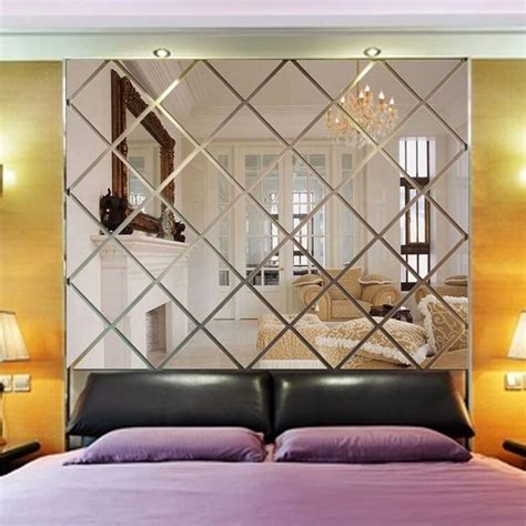 Mirrored Rhombus Acrylic Wall Stickers Removable Sticky Back Wall Deca