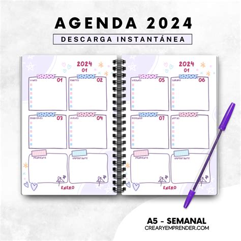 Agenda Semanal 2024 Crear Y Emprender
