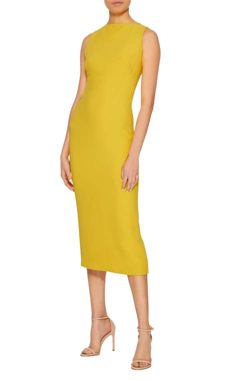 Brandon Maxwell Midi Sheath Dress in Yellow - Lyst