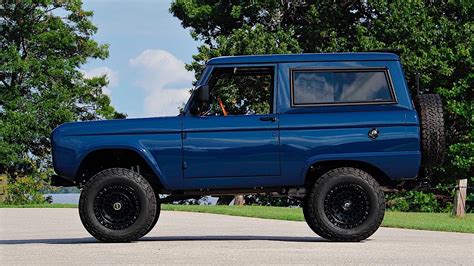 Navy Blue 1969 Ford Bronco Stands Tall And Vintage On Fuel Wheels Can