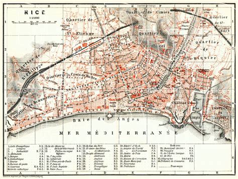 Old Map Of Nice In 1885 Buy Vintage Map Replica Poster Print Or