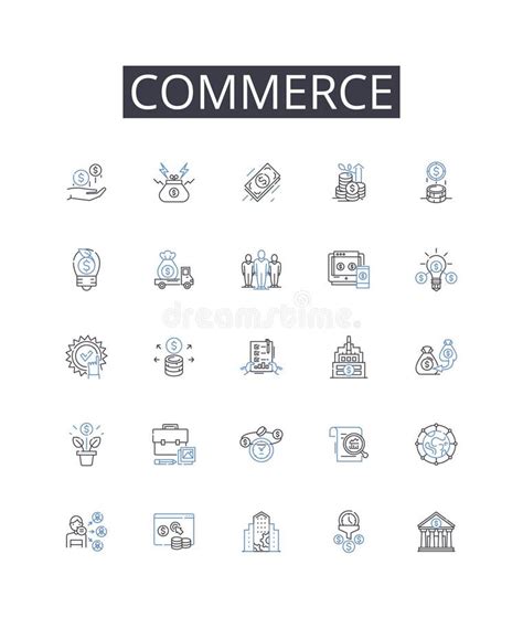 Commerce Line Icons Collection Business Trade Exchange Industry
