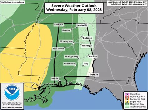 Marginal Risk For Severe Thunderstorms In Alabamas Western Half
