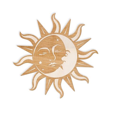 Sun And Moon Face Engraved Wood Sign Spiritual Wall Art Etsy Sun