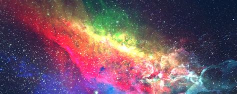 Download 2560x1024 Wallpaper Colorful Galaxy Space Digital Art Dual