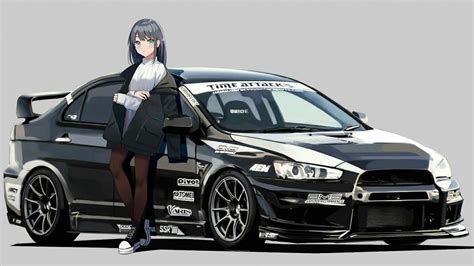 Download Mitsubishi Lancer Evolution JDM Anime Girl Wallpaper Wallpapers Com