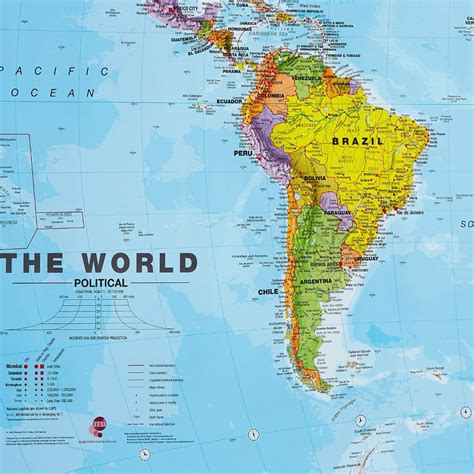 Large Political World Wall Map Paper Single Side Lamination