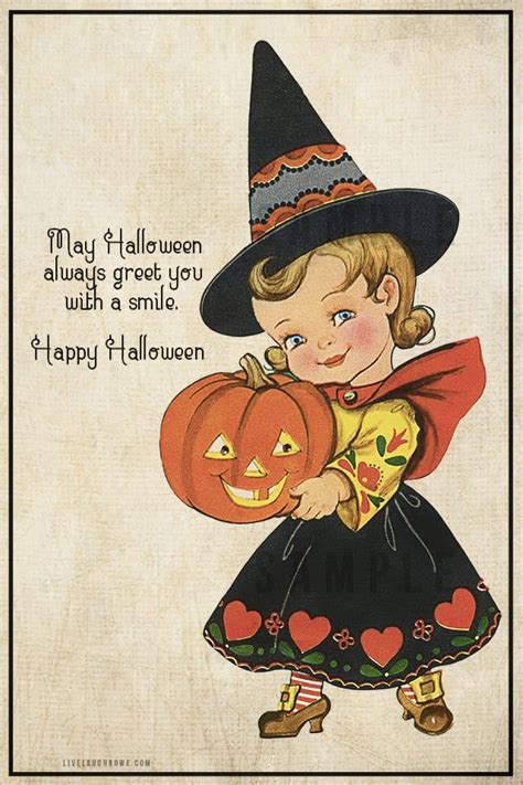 Darling Vintage Inspired Halloween Greetings Printable Postcard Send