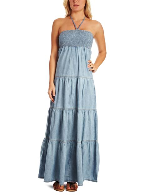 Esprit Denim Maxi Dress Summer Blue Size 18 Uk Clothing