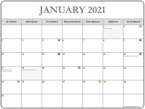 Printable Calendar 2021 Free Printable With Moon Phases Example