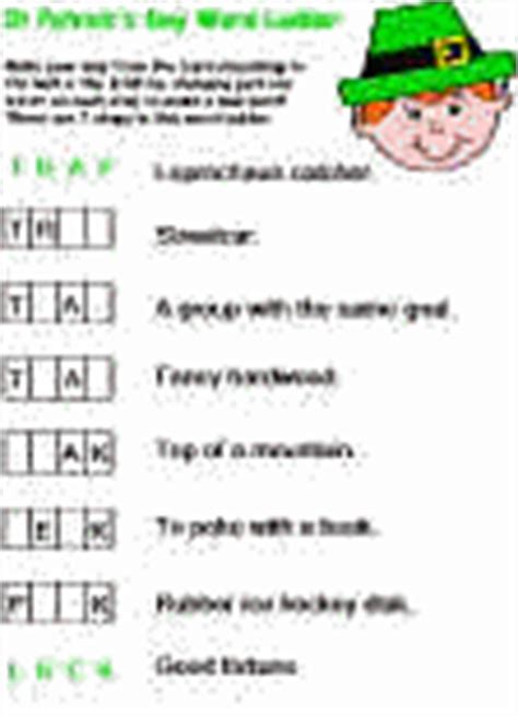 Most kids enhance their social management skills through interactions and relationships with others. St. Patrick's Day Word Ladder