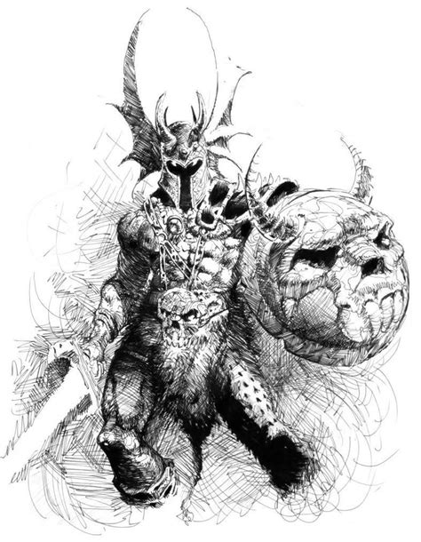 A Black And White Drawing Of Two Monsters