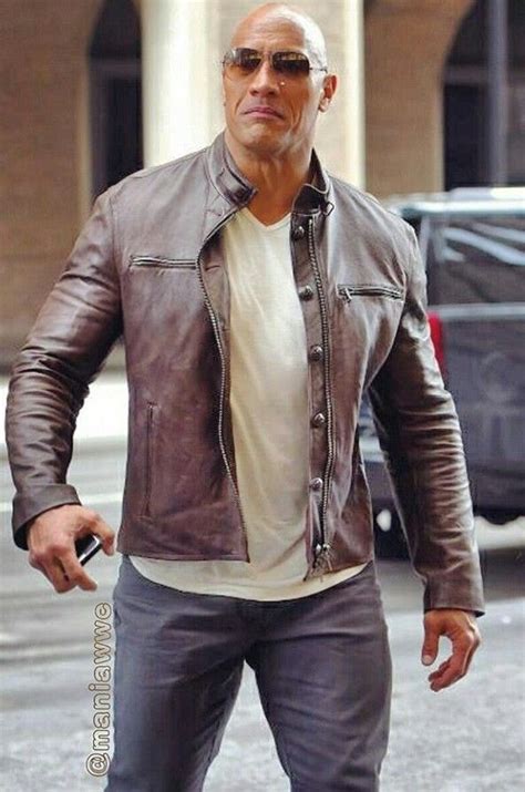Top Model Dwayne Johnson Leather Jacket Style Stylish Mens Outfits