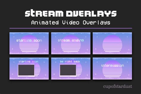 Vaporwave Purple Twitch Overlays Animated Stream Pack