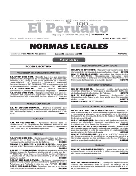 Publicacion Oficial Diario Oficial El Peruano