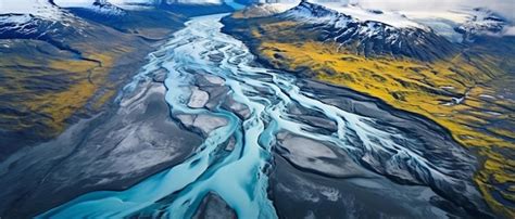 Premium Ai Image A Glacial Rivers From Above Aerial Photograph Of The