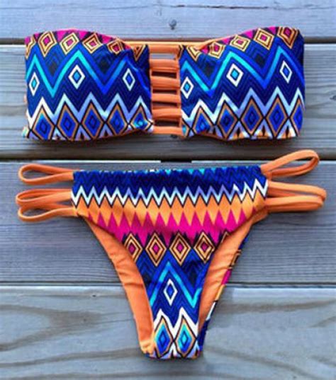 Love This Tribal Print Bikini Summer Fashion Bikini Push Up Bikini Bandeau Monokini