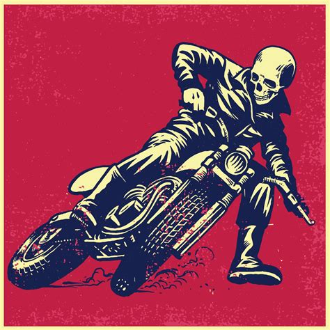Hand Drawing Of Skull Riding A Vintage Motorcycle 21113685 Vector Art