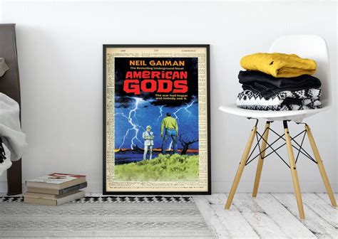 American Gods By Neil Gaiman Printable Book Cover Literary Etsy
