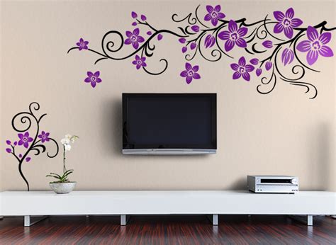 Sie suchen nach einer möglichkeit ihr wohnzimmer ganz einfach zu verschönern? Wandtattoo Blumenranke 2-farbig mit Blüten W868 | Blumen ...