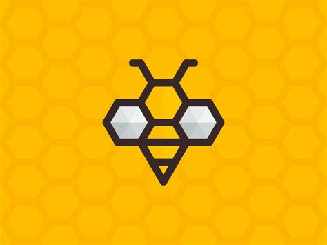 A Honey Bee Designed On A Honeycomb Grid Hive Logo Logo Bee Logo