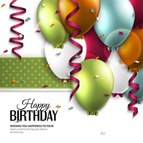 Birthday Colored Balloons Vector Cards
