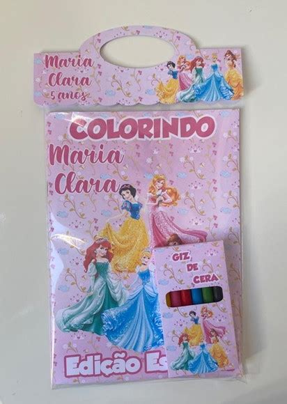 Kit Livro De Colorir E Giz De Cera Princesas Elo