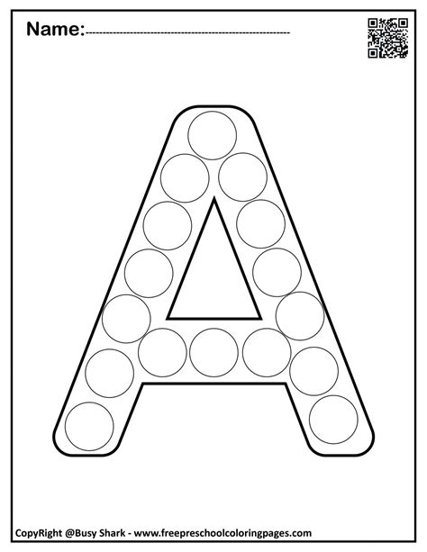 Letter A Dot Markers Free Coloring Pages Busy Shark