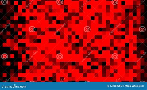 Abstract Red Pixel Mosaic Particles Moving On Black Background