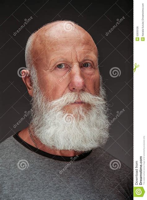 Old Man With A Long White Beard Stock Photo Image 52633126 Bald With