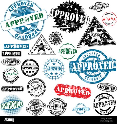 Collection Of Grunge Office Rubber Stamps With Word Approved See Other