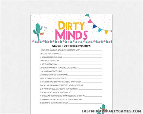 Funny Bachelorette Game Dirty Minds Girls Night Games Etsy