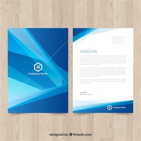 Premium Vector Blue Corporate Brochure With Abstract Shapes