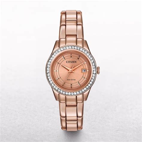 ladies citizen eco drive gold silhouette crystal