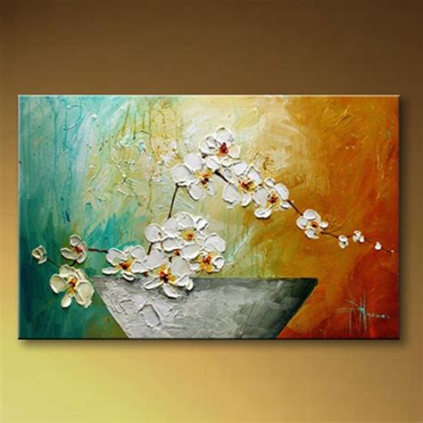 Hand Painted Flower Oil Painting With Stretched Frame