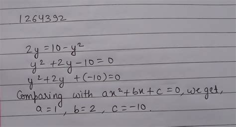 write the following quadratic equation in the form of ax 2 bx c then write the values of a