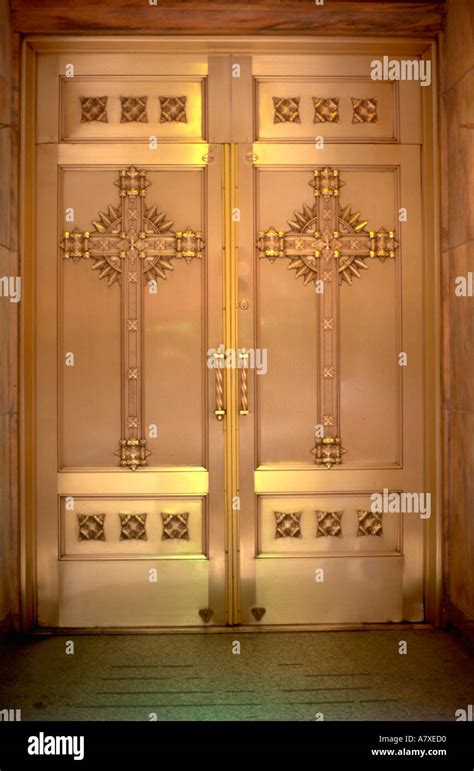 Church Doors With Crosses Minneapolis Minnesota Usa Stock Photo Alamy