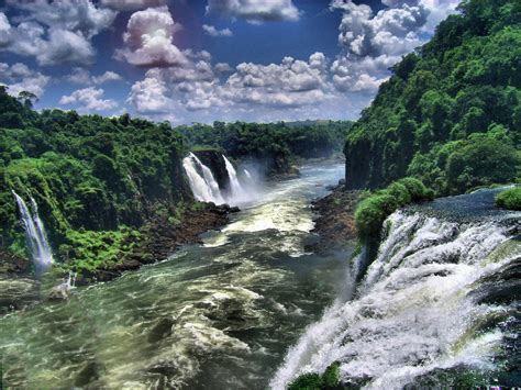 Download Cloud Sky Brazil Waterfall Nature Iguazu Falls Hd Wallpaper